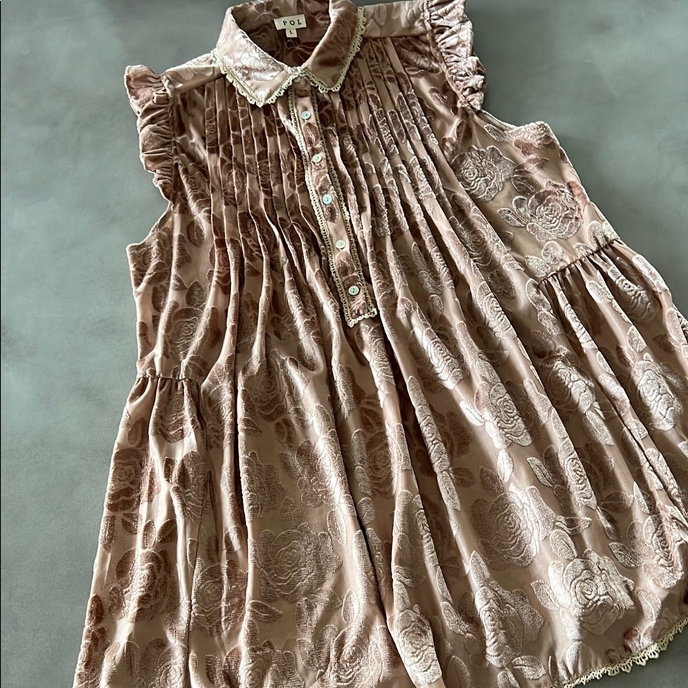 POL Blush Pink Floral Jacquard Sleeveless Dress